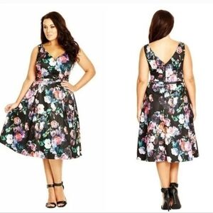 City Chic Floral Black Dress XL NWT